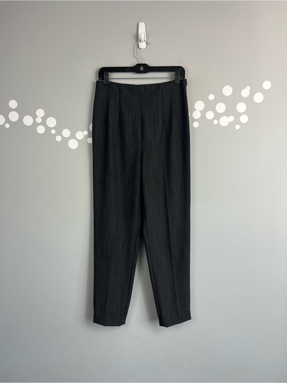 Portara Wool Blend Pinstripe Career Pants Gray Side Zip Tapered Dress Pants 4